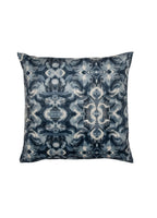 Illusory Ink Abstract Print Blue Velvet Cushion Cover 16" x 16"