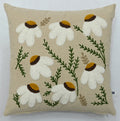 Hand Embroidery Aster Light Brown Cotton Cushion Cover Size 16"x16"