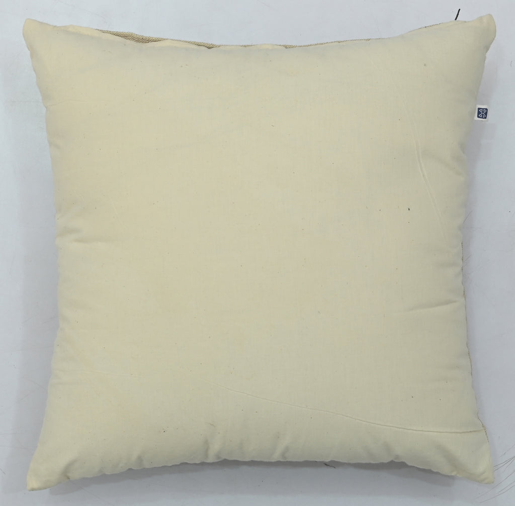 Hand Embroidery Aster Light Brown Cotton Cushion Cover Size 16"x16"