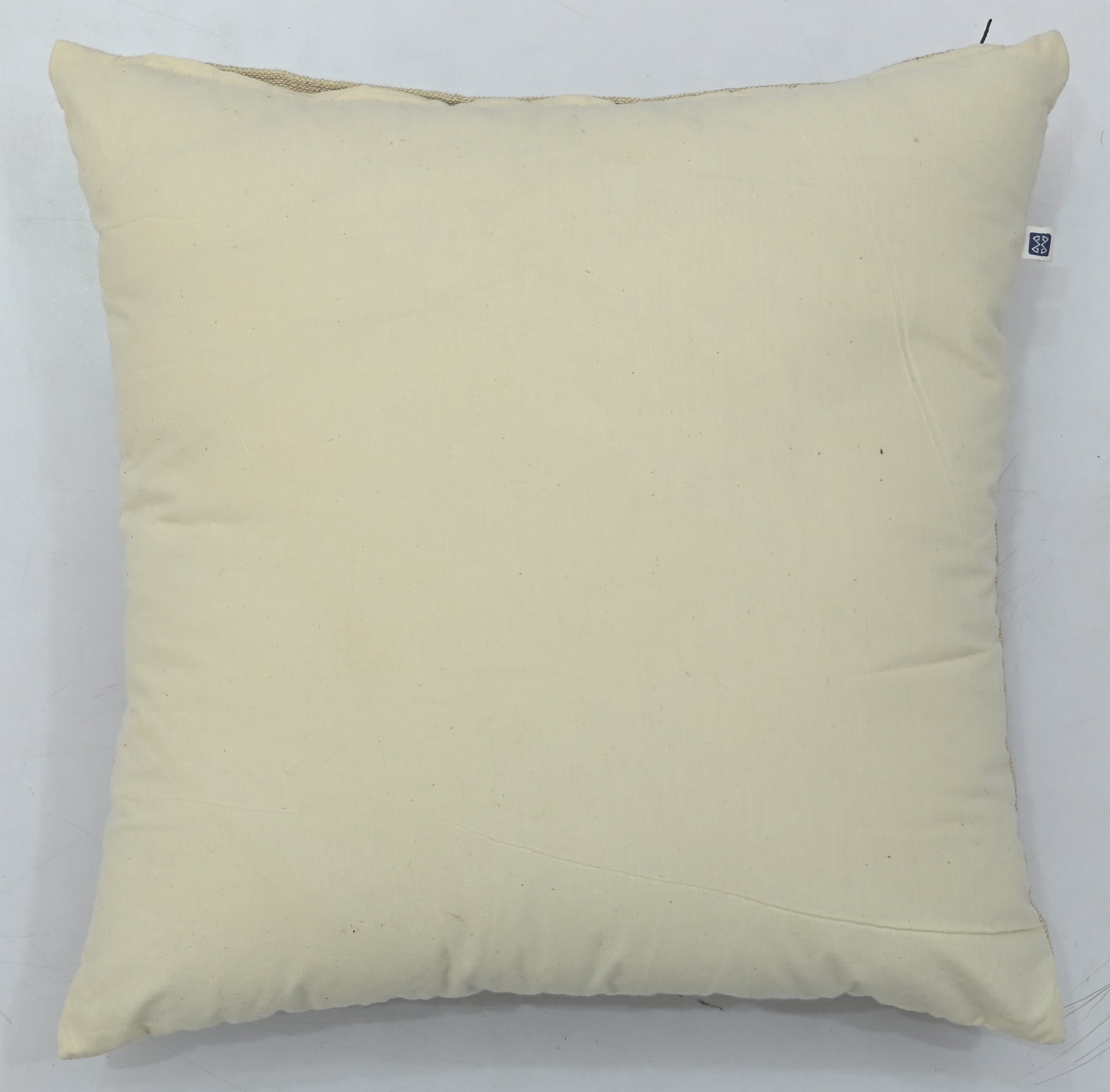 Hand Embroidery Aster Light Brown Cotton Cushion Cover Size 16"x16"