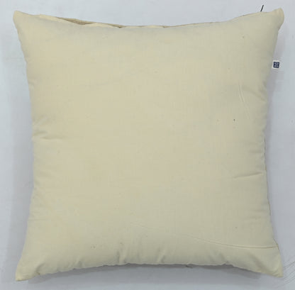 Hand Embroidery Aster Light Brown Cotton Cushion Cover Size 16"x16"