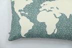 Classic World Map Printed Blue_Green Cotton Lumbar Cushion Cover with filler 12 x 18 inch