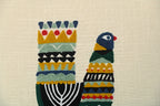Hand Embroidery Suzani Peacock Cream Slub Cotton Cushion Cover Size 16"x16"