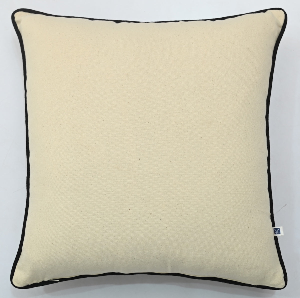 Hand Embroidery Suzani Peacock Cream Slub Cotton Cushion Cover Size 16"x16"