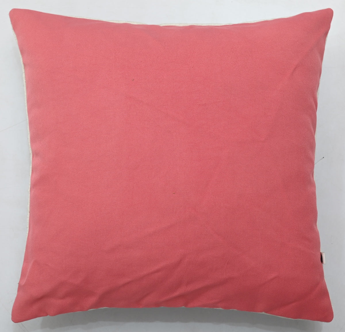 Tree of Life Hand Knot Embroidery and Print  Art Silk Cheneil Weave Offwhite and Pink Cushion Cover Size 16"x16"