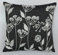 Aari Embroidered White Spring Blossom Design Black Denim Cushion Cover  Size 16"x16"