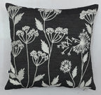 Aari Embroidered White Spring Blossom Design Black Denim Cushion Cover  Size 16"x16"