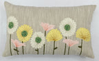 Handcrafted Decorative Floral Embroidered Beige Cotton Lumbar Cushion Cover with filler 12 x 20 inch