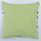 Multi-Colored Lines Tufted Cotton Cushion Cover White 16" x 16"