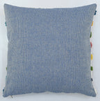 Multi-Colored Lines Tufted Cotton Cushion Cover White 16" x 16"