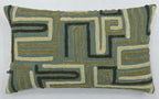 Boho Tufted Darwin Embroidered Blue_Green Cotton Lumbar Cushion Cover with filler 12 x 20 inch