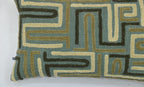 Boho Tufted Darwin Embroidered Blue_Green Cotton Lumbar Cushion Cover with filler 12 x 20 inch