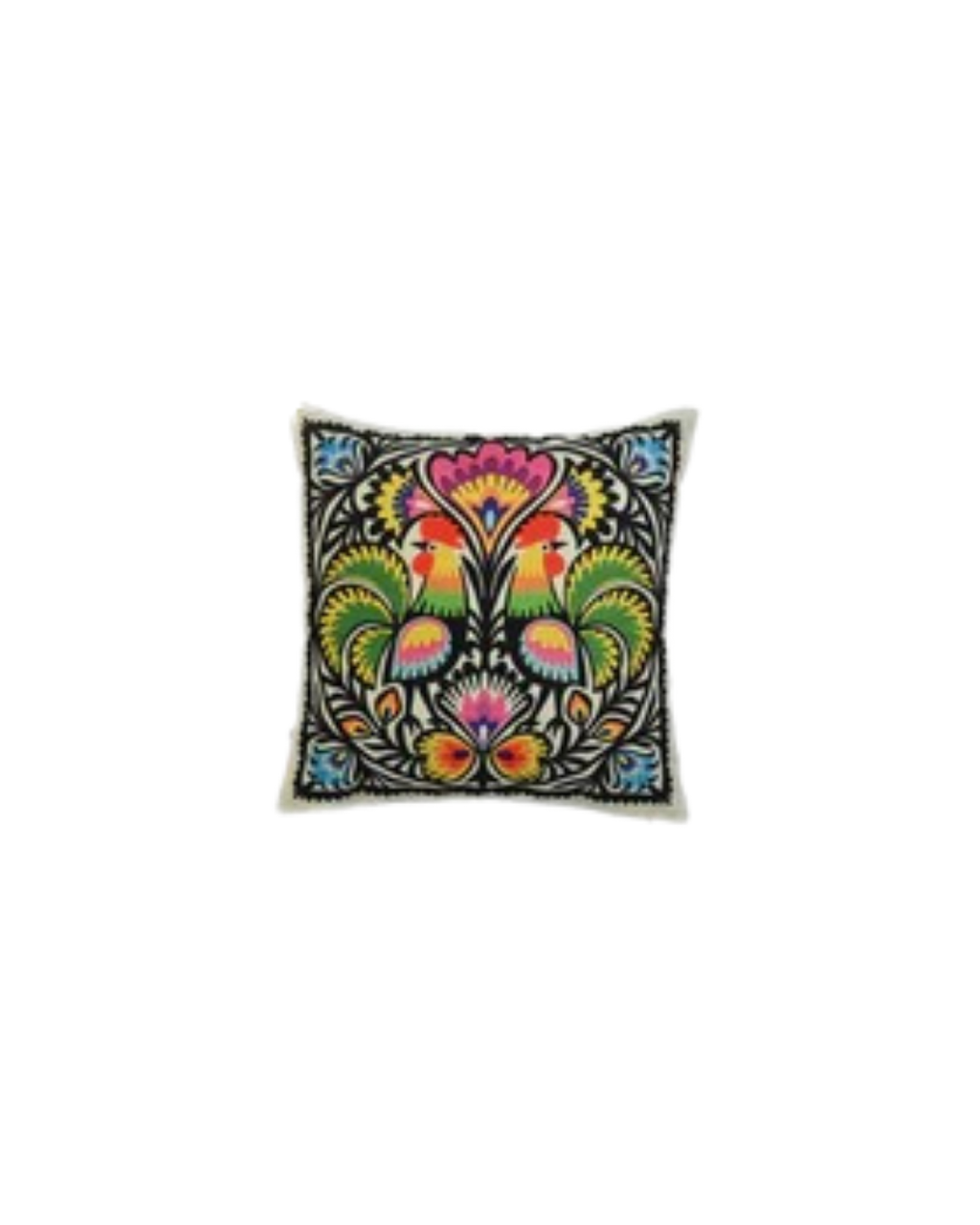 Decorative Polska Cock Print Art Silk Chenille Weave Multicolour Cushion Cover Size 16"x16"