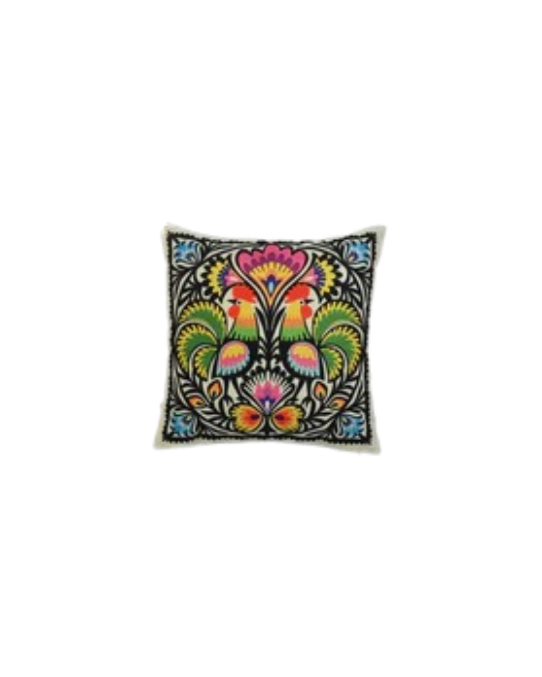 Decorative Polska Cock Print Art Silk Chenille Weave Multicolour Cushion Cover Size 16"x16"