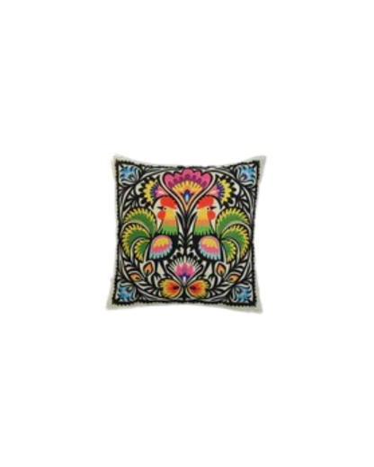 Decorative Polska Cock Print Art Silk Chenille Weave Multicolour Cushion Cover Size 16"x16"