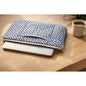Desert Drift  Block Print Quilted  Cotton Laptop Sleeve with Front Pocket Blue 10"x15"