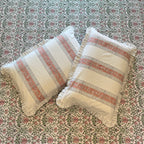 Hand Block Printed Floral Loom White-Peach Cotton Bedsheet Super King Size-108"x108"