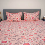 Flow Peach Pink 100% Cotton Fitted Bed Sheet – 150 TC – 108" x 108"