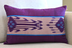 Heritage Ikat Blue Cotton Lumbar Cushion Cover with filler 12 x 18 inch