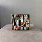 Coffee Stripes Quilted Cotton Lunch Bag