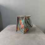 Coffee Stripes Quilted Cotton Lunch Bag