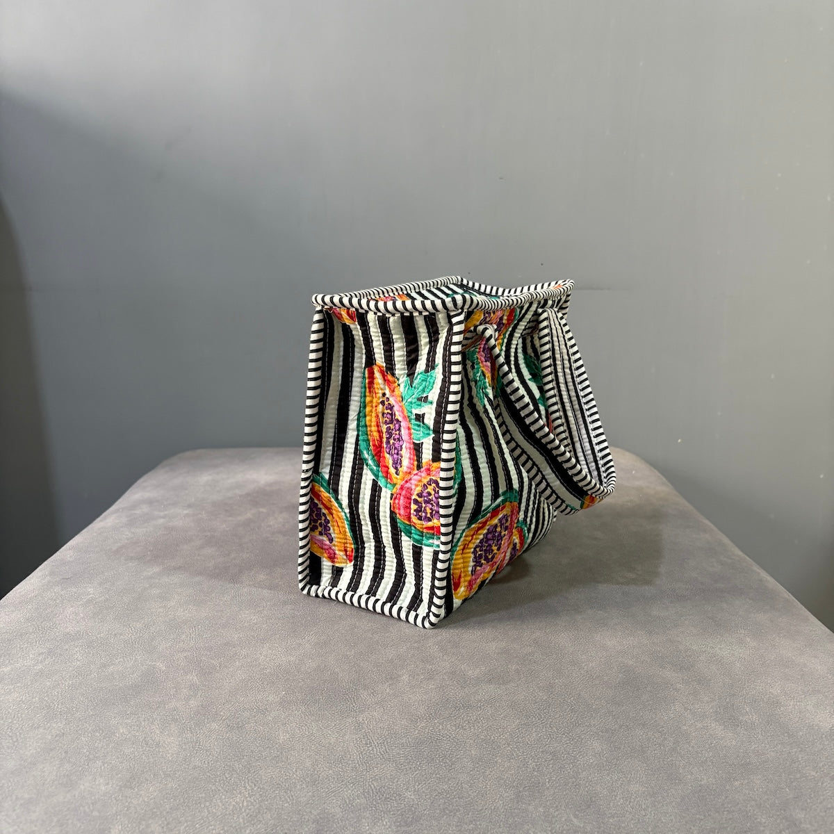 Coffee Stripes Quilted Cotton Lunch Bag