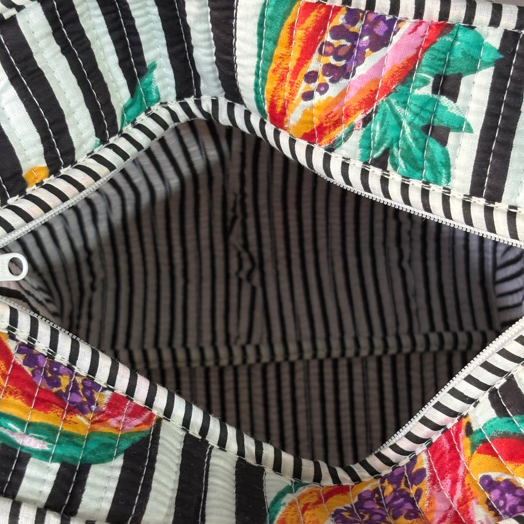 Coffee Stripes Quilted Cotton Lunch Bag