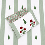 White green stripe red floral block print cotton pillow cover 17x27 inch matching king bed sheet set