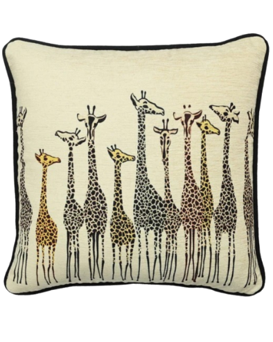 Giraffe Print Art Silk Chenille Weave Cream Cushion Cover Size 16"x16"
