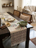 Gul Pankhudi Buti Jaipur - Hand Block - Printed - 100% Cotton -  Table Runner Cream-Pink 13" x 72"