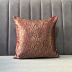 Gul Ambi- Maroon Banarasi Brocade- Cushion Cover Set of 2- 16"x16"