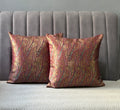 Gul Ambi- Maroon Banarasi Brocade- Cushion Cover Set of 2- 16"x16"