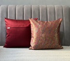 Gul Ambi- Maroon Banarasi Brocade- Cushion Cover Set of 2- 16"x16"