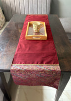 Gul Ambi Brocade Traditional Festive Maroon Table Runner 14"x60"