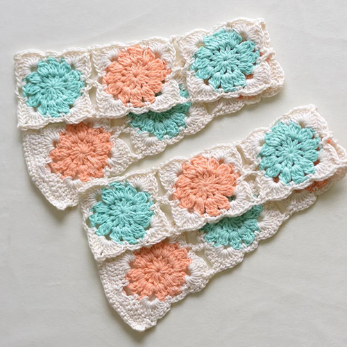 Hand Crafted Crochet Curtain Tiebacks Peach and Teal