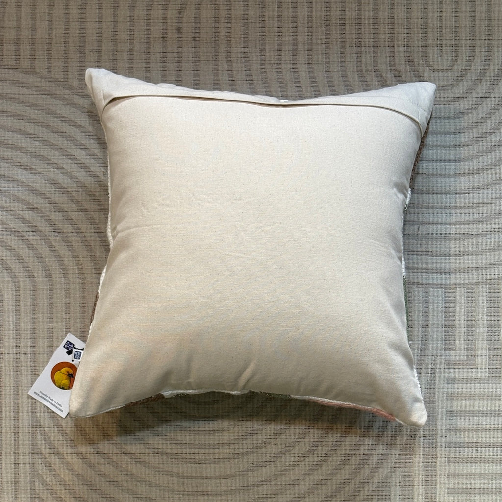 Handcrafted Decorative Blush Bloom  Multicolour Polycotton Embroidered Cushion Cover 16"x16"