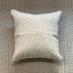 Handcrafted Designer Sandstone Arches  Offwhite Polycotton Embroidered Cushion Cover 16"x16"