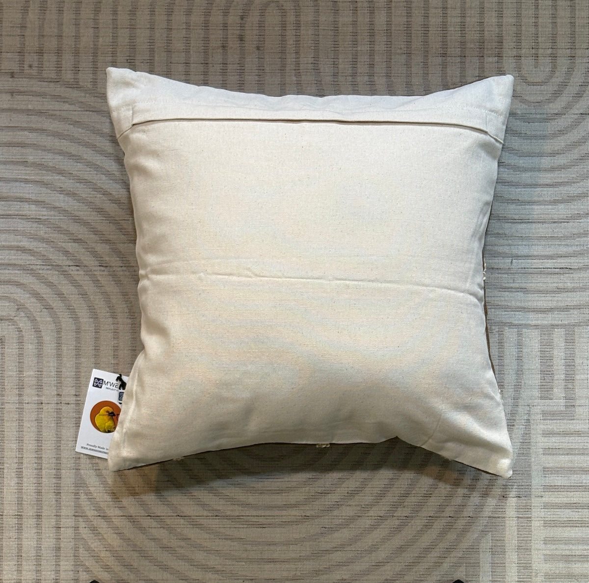 Handcrafted Designer Sandstone Arches  Offwhite Polycotton Embroidered Cushion Cover 16"x16"
