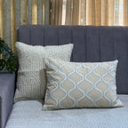 Handcrafted Designer Sandstone Arches  Offwhite Polycotton Embroidered Cushion Cover 16"x16"