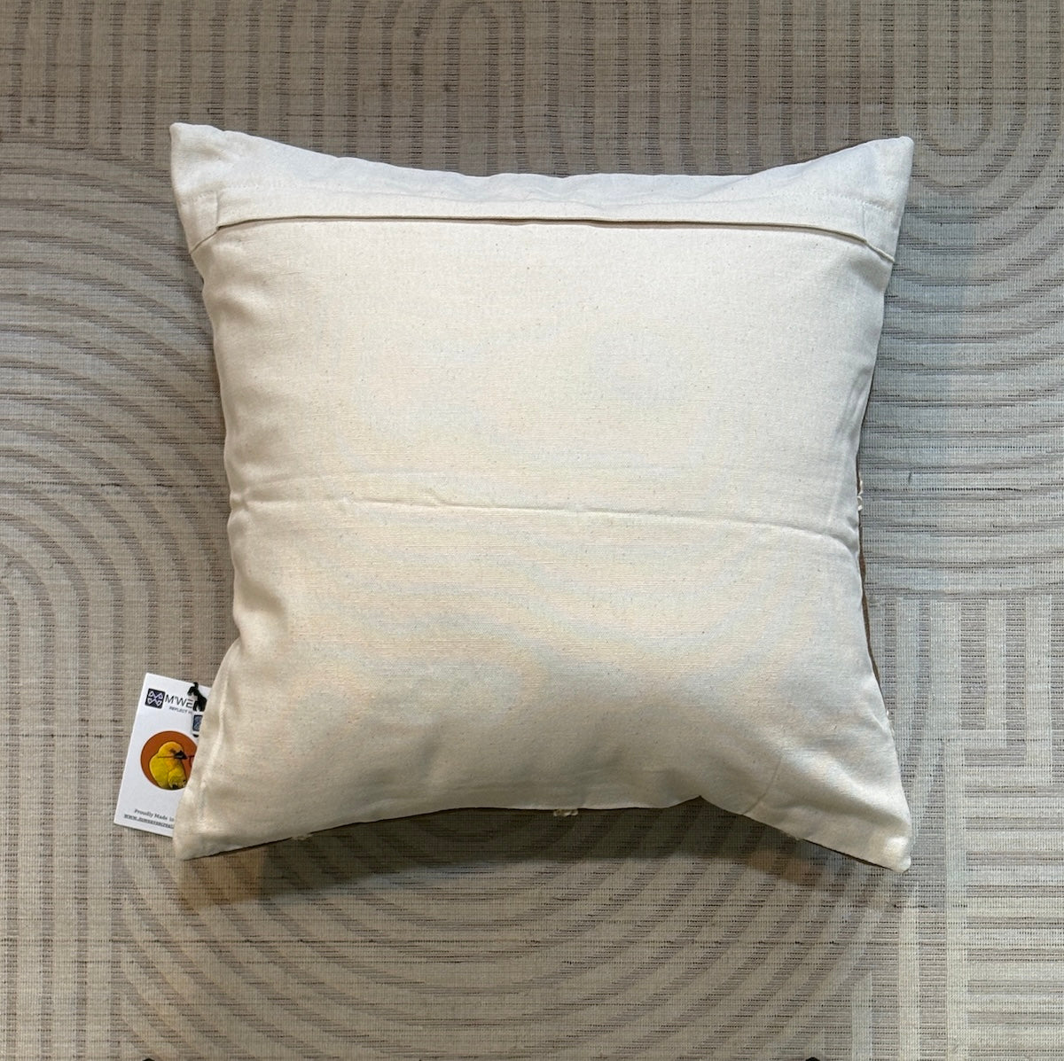 Handcrafted Minimal Arch Line  Brown Polycotton Embroidered Cushion Cover 16"x16"