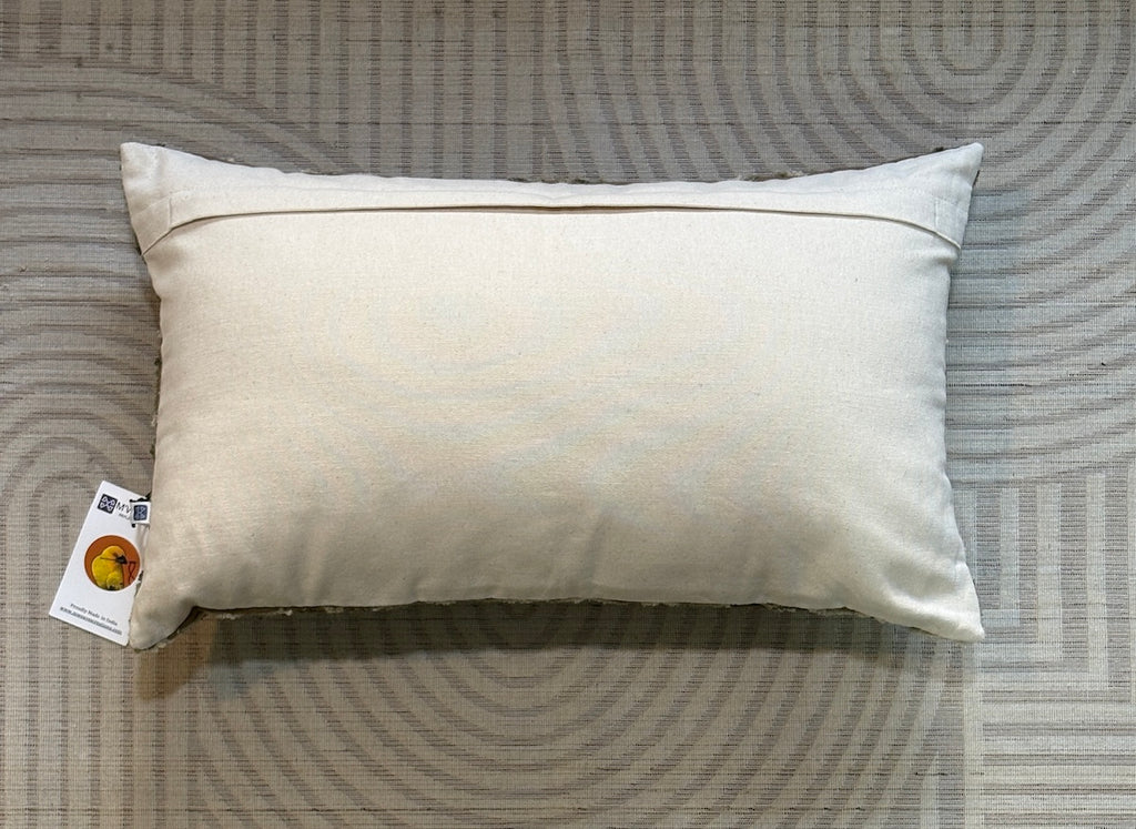 Handcrafted Decorative Embroidered Brown Polycotton Lumbar Cushion Cover with filler 12 x 20 inch