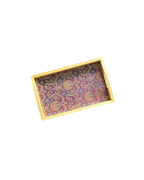 Handcrafted Traditional Festive Rajwada Resham Brocade Upcycled Fabric Wooden Rectangular Tray – 14" x 8.5"