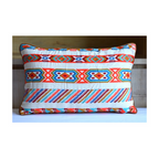 Handcrafted Decorative Embroidered Multicolour Cotton Lumbar Cushion Cover with filler 12 x 18 inch