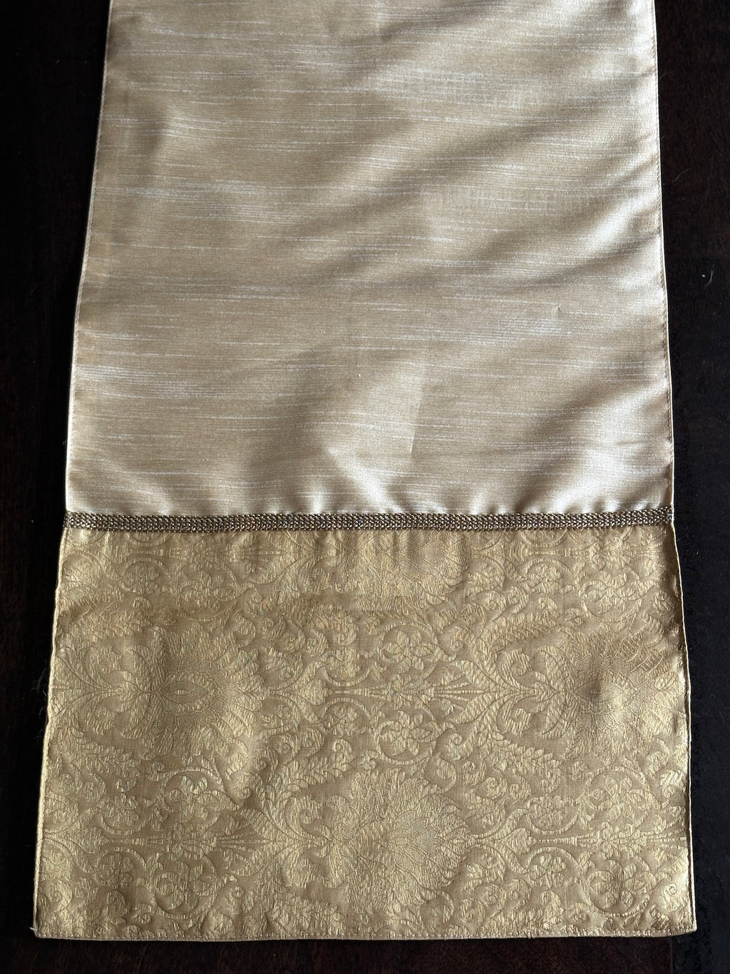 Heirloom Zari Brocade Traditional Festive Cream Table Runner 14"x60"