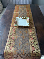 Heritage Banarasi Motif Traditional Festive Coffee Brown Table Runner 14"x60"