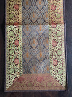 Heritage Banarasi Motif Traditional Festive Coffee Brown Table Runner 14"x60"