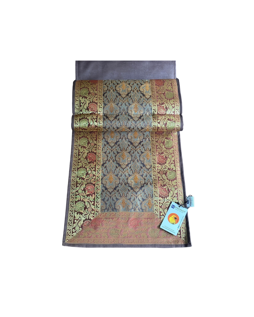 Heritage Banarasi Motif Traditional Festive Coffee Brown Table Runner 14"x60"