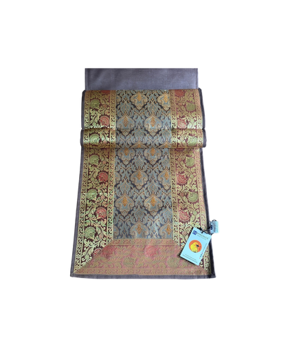 Heritage Banarasi Motif Traditional Festive Coffee Brown Table Runner 14"x60"