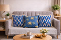 Heritage Ikat Elephant Printed Boho Cotton Cushion Cover Blue Set of 3 16 x 16 inch