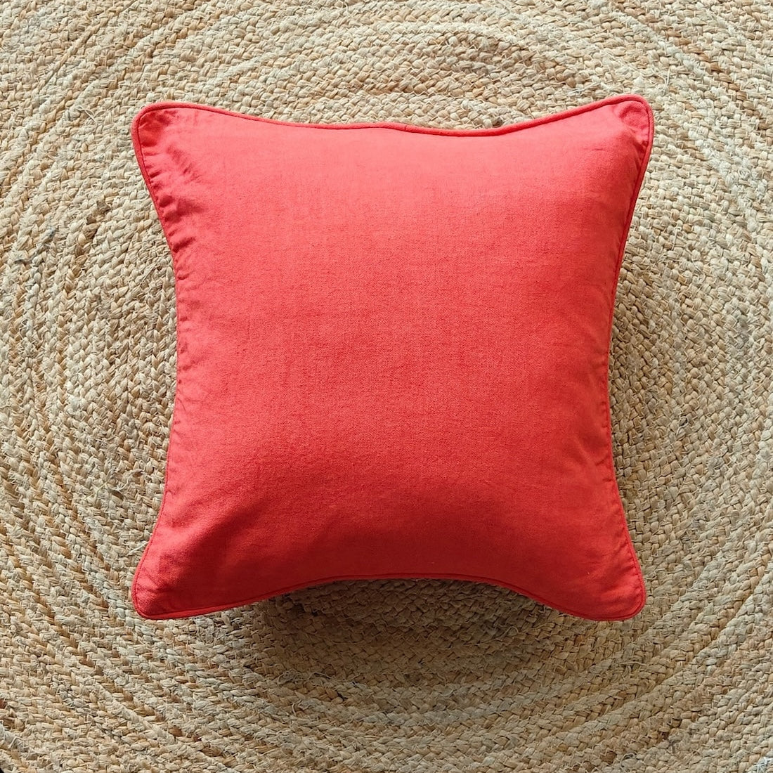 Solid Reversible Coral Sand  Cotton Cushion Cover Size 16"x16" Set of 2